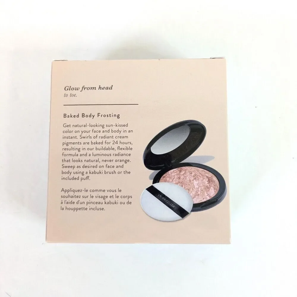 NEW Laura Geller Baked Body Frosting Tahitian Ginger Bronzer & Puff .85 oz 24g